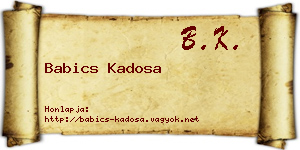 Babics Kadosa névjegykártya